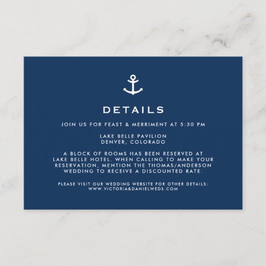 ネイビーブルー航海のいかり結婚ズ詳細 エンクロージャーカード (正面)