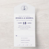 ネイビーブルー航海のいかり結婚ズ オールインワン招待状 (内側)