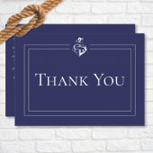 ネイビーブルー航海のいかり結婚ズ サンキューカード