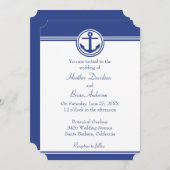 ネイビーブルー航海のいかり結婚式招待状 招待状 (正面/裏面)
