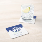 ネイビーブルー航海のいかり スクエアペーパーコースター (インサイチュ)