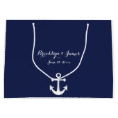 ネイビーブルー航海のの大抱き枕の結婚ために ラージペーパーバッグ (正面)