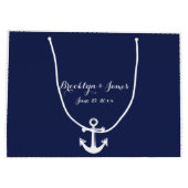 ネイビーブルー航海のの大抱き枕の結婚ために ラージペーパーバッグ (裏面)