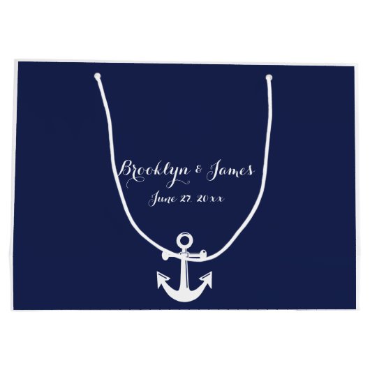 ネイビーブルー航海のの大抱き枕の結婚ために ラージペーパーバッグ (裏面)