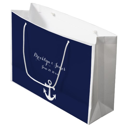 ネイビーブルー航海のの大抱き枕の結婚ために ラージペーパーバッグ (正面アングル)