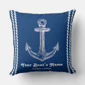 ネイビーブルー航海のウェルカムAboutカスタム Boat クッション (裏面)