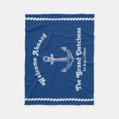 ネイビーブルー航海のウェルカムAboutカスタム Boat フリースブランケット (正面)