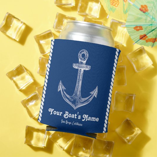 ネイビーブルー航海のウェルカムAboutカスタム Boat 缶クーラー (インサイチュ 夏)