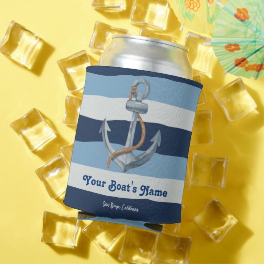 ネイビーブルー航海のウェルカムAboutカスタム Boat 缶クーラー (インサイチュ 夏)