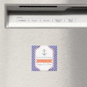 ネイビーブルー航海のサンゴ婚礼日を保存 マグネット (インサイチュ (食洗機))