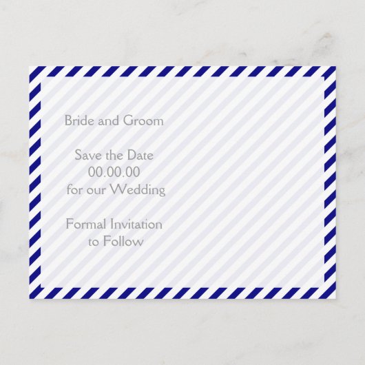 ネイビーブルー航海のサンゴ婚礼日を保存 案内ポストカード (裏面)