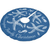 ネイビーブルー航海のシーライフデザインカスタム文字 ブラッシュドポリエステルツリースカート (アングル)