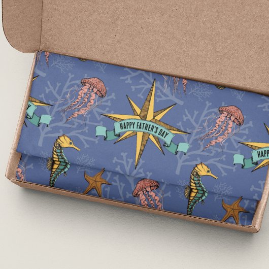 ネイビーブルー航海のスターカスタム文字マリン 薄葉紙