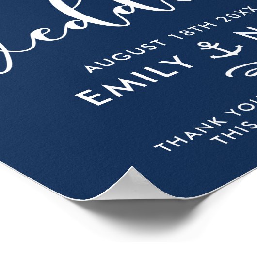 ネイビーブルー航海のス結婚クリプトのウェルカムサイン ポスター (角)