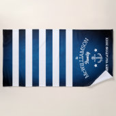 ネイビーブルー航海のテーマファミリーイベント ビーチタオル (正面)