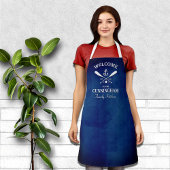 ネイビーブルー航海のテーマファミリー名 エプロン