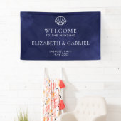 ネイビーブルー航海のデスティネーションウェディングシグ 横断幕 (インサイチュ)