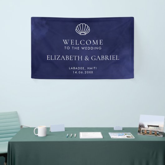 ネイビーブルー航海のデスティネーションウェディングシグ 横断幕 (トレードショー)