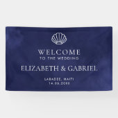 ネイビーブルー航海のデスティネーションウェディングシグ 横断幕 (横)