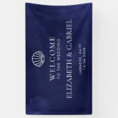 ネイビーブルー航海のデスティネーションウェディングシグ 横断幕 (縦)