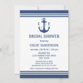 ネイビーブルー航海のブライダルシャワー招待状 招待状 (正面)