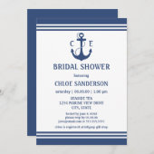 ネイビーブルー航海のブライダルシャワー招待状 招待状 (正面/裏面)