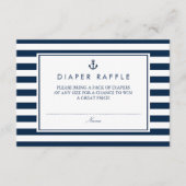 ネイビーブルー航海のベイビーシャワーおむつラッフル エンクロージャーカード (正面)