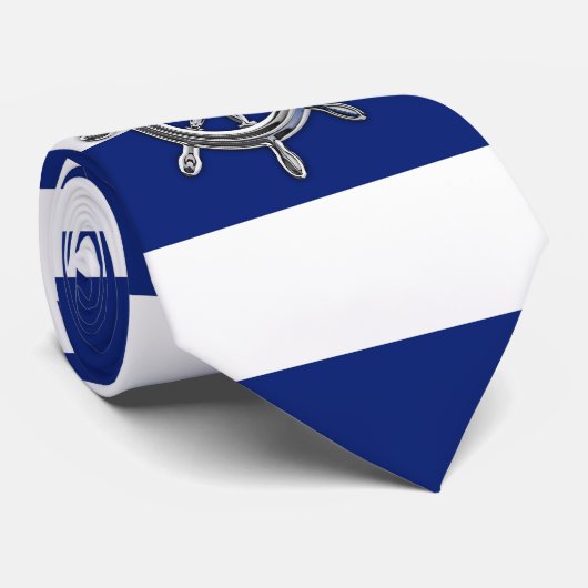 ネイビーブルー航海のホイールストライプ ネクタイ (ロール)