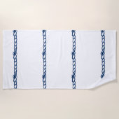 ネイビーブルー航海のホワイトロープ模様 ビーチタオル (正面)