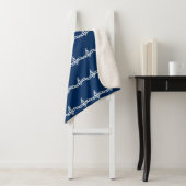 ネイビーブルー航海のホワイトロープ波パターン シェルパブランケット (インサイチュ)