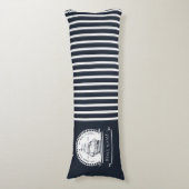 ネイビーブルー航海のボパーソナライズされたート名 ボディピロー (正面縦)