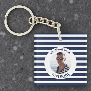 ネイビーブルー航海のボーイフレンドPhoto Keychain キーホルダー