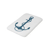 ネイビーブルー航海のボートいかりイラストレーション バスマット (アングル)