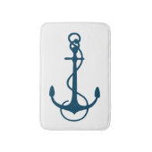 ネイビーブルー航海のボートいかりイラストレーション バスマット (正面縦)