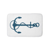 ネイビーブルー航海のボートいかりイラストレーション バスマット (正面)