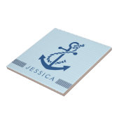 ネイビーブルー航海のボートいかり タイル (側面)