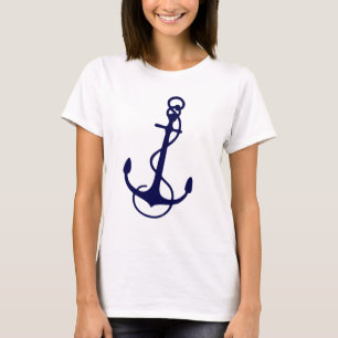 ネイビーブルー航海のボートいかり Tシャツ