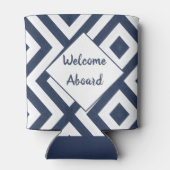 ネイビーブルー航海のボートおもしろいキャプテンカスタム 缶クーラー (裏面)