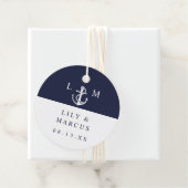 ネイビーブルー航海のモノグラムミニマ結婚リスト フェイバータグ (インサイチュ)