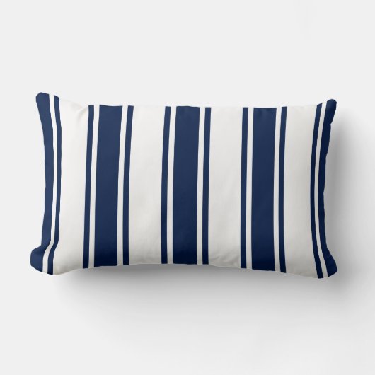 ネイビーブルー航海のルストライプのンバー枕 ランバークッション (正面)