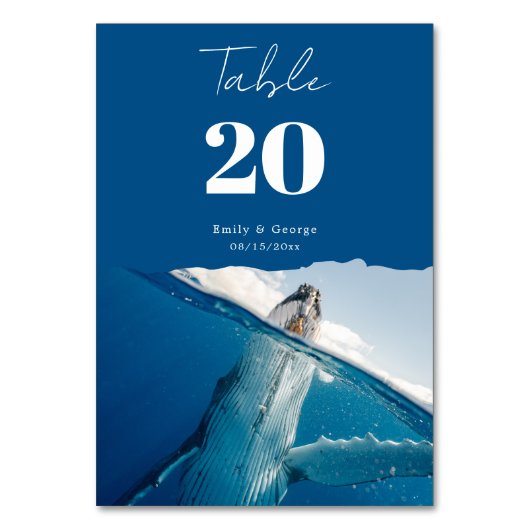 ネイビーブルー航海の海ホエールボービーチ結婚式 テーブルナンバー (裏面)