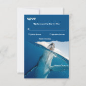 ネイビーブルー航海の海ホエールボービーチ結婚式 出欠カード (正面)