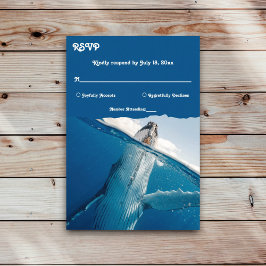 ネイビーブルー航海の海ホエールボービーチ結婚式 出欠カード