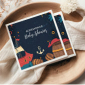 ネイビーブルー航海の海賊赤ちゃんシャワー スタンダードカクテルナプキン