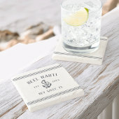 ネイビーブルー航海の素朴いかりボート名 ストーンコースター