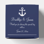 ネイビーブルー航海の結婚式の引き出物ボックスホワイトいかり フェイバーボックス (上部)