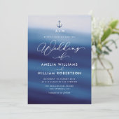 ネイビーブルー航海の結婚式招待状 招待状 (スタンド正面)