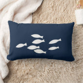 ネイビーブルー航海の装飾用クッション白魚 ランバークッション (ブランケット)