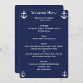 ネイビーブルー航海ウェディングメニュー カスタム招待状 招待状 (正面/裏面)