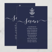 ネイビーブルー航海テーブルナンバー席次表 招待状 (正面/裏面)